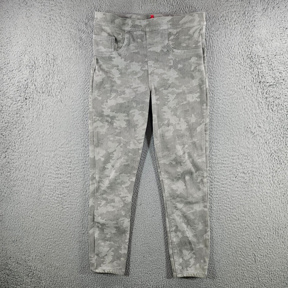 Spanx Camo Print Leggings Womens Small Gray Twill Ankle Pants High Rise S/P